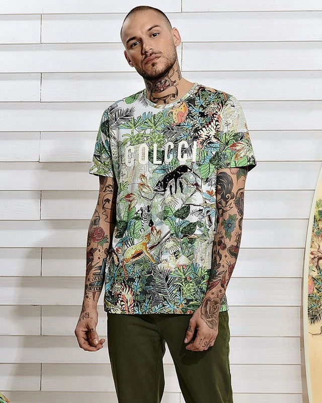 Camiseta Estampa Floresta Gráfica