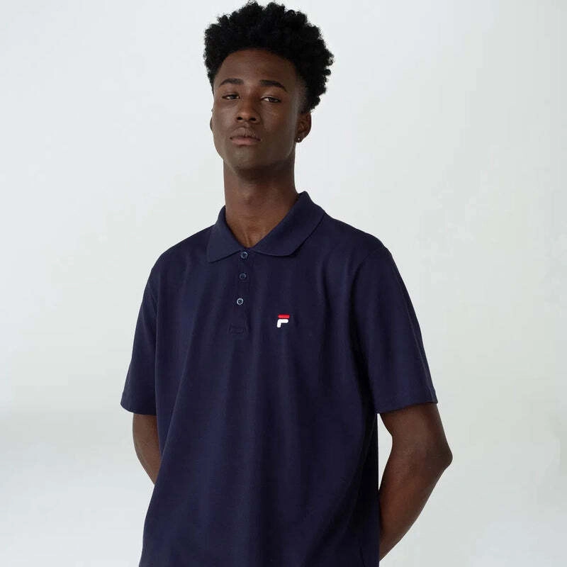 Camiseta Polo Basic Letter Masculina Fila