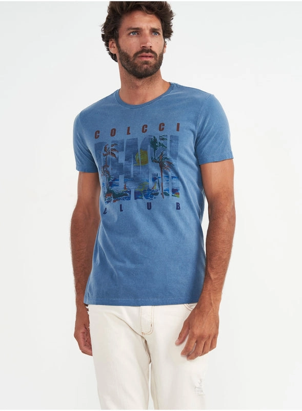 Camiseta Slim Manga Curta Beach Colcci