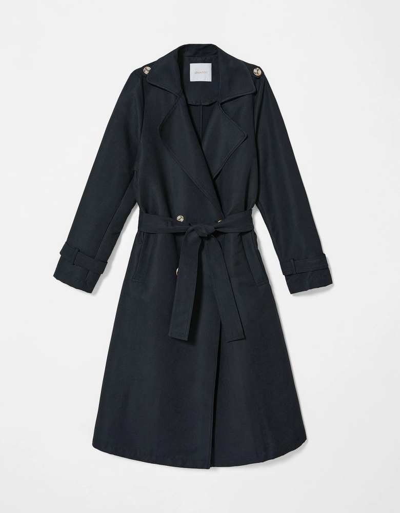 Casaco Trench Coat Detalhe Faixa Shoulder