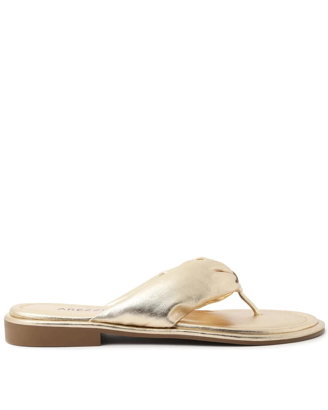 Chinelo Dourado Couro Comfy