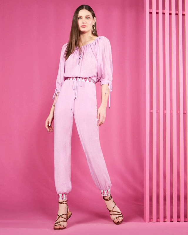 Conjunto Cropped com Calça Cós de Elastico