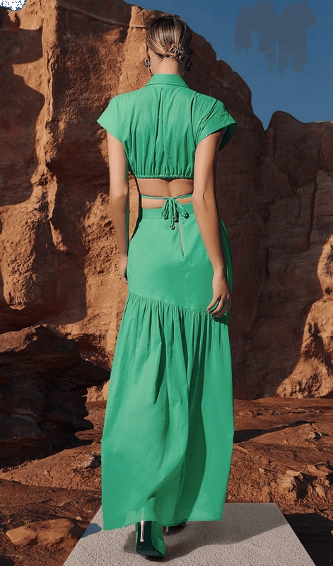 Conjunto Cropped E Saia Longa Skazi