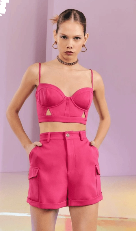 Conjunto Top Com Shorts Pesponto Skazi
