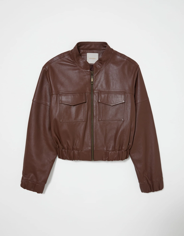 Jaqueta Bomber Couro Shoulder