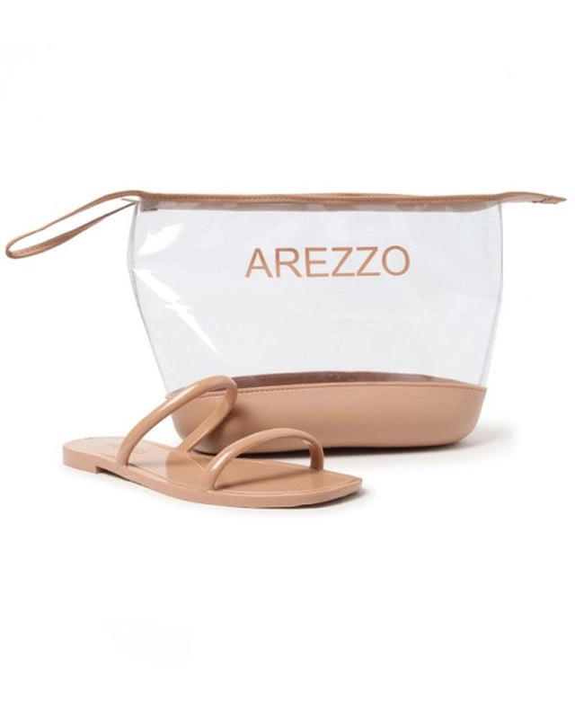 Kit Rasteira Nude e Bag Transparente Brizza