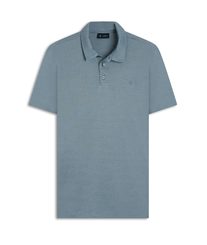 Polo Pima Interlock Azul Seco