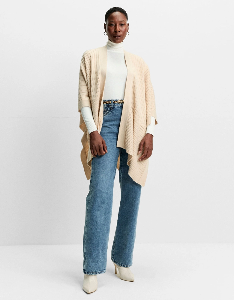 Poncho Tricot Canelado Shoulder