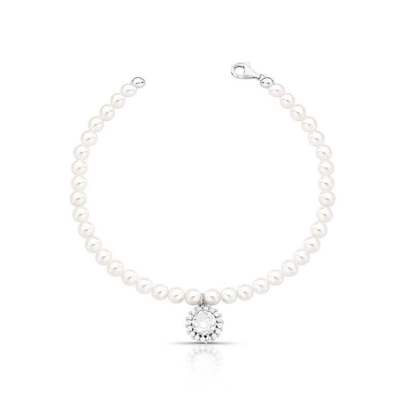 PULSEIRA COM CRISTAL REDONDO E PÉROLA SHELL