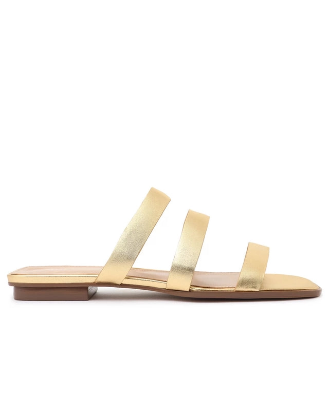 Rasteira Dourada Couro Carmem