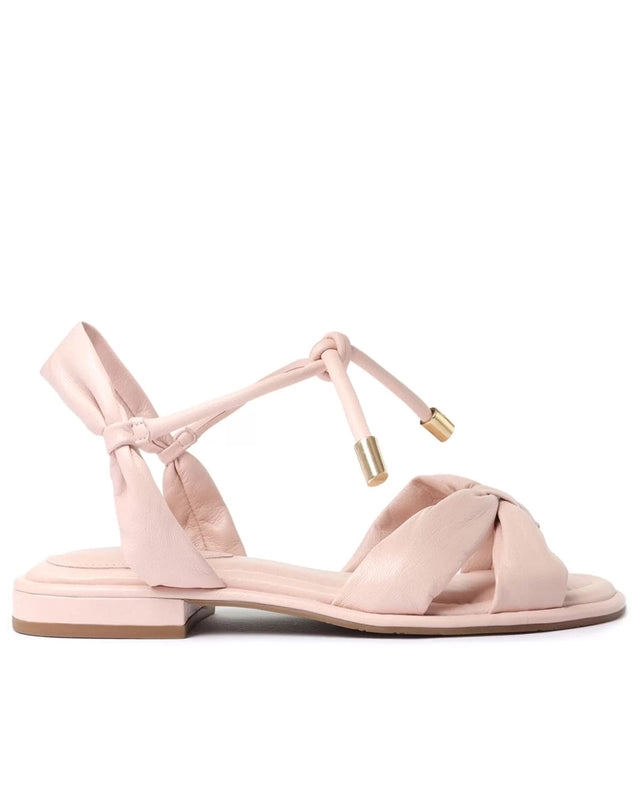 Rasteira Rosa Couro Amarração Comfy