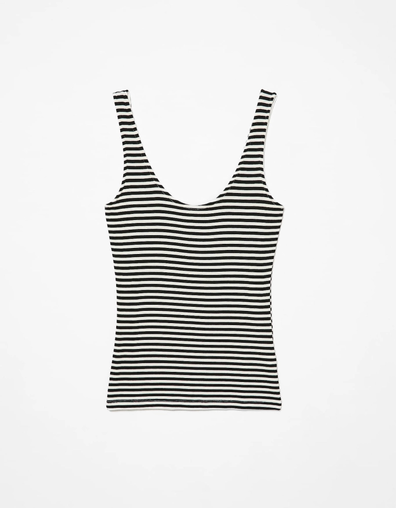 Regata listrada decote U shoulder