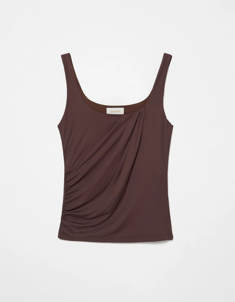 Regata malha drapeado