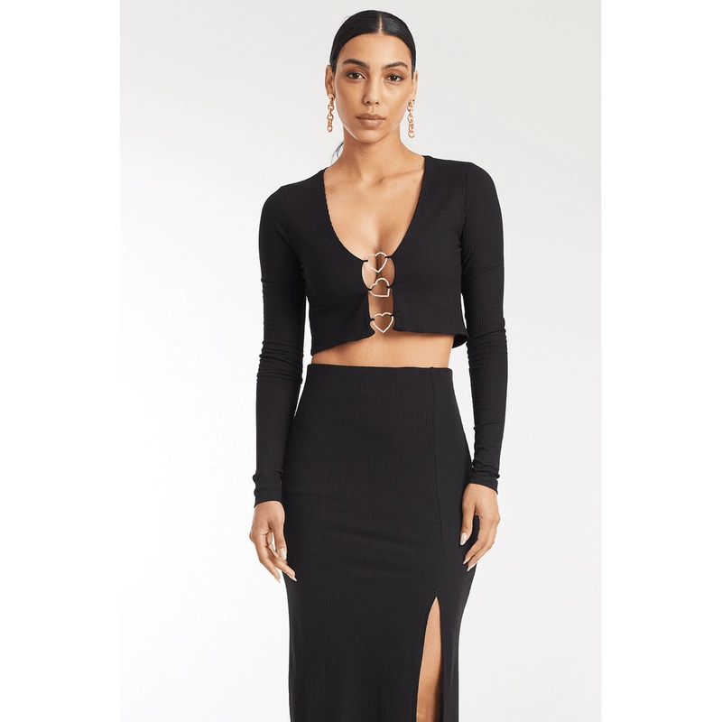 Blusa Manga Longa Coração Strass All