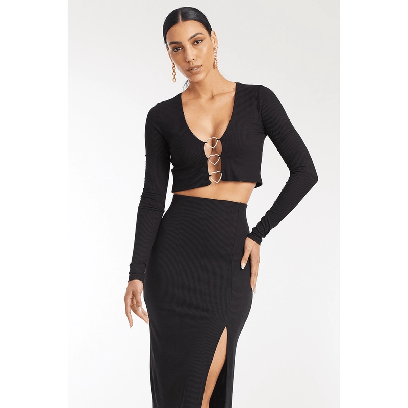 Blusa Manga Longa Coração Strass All