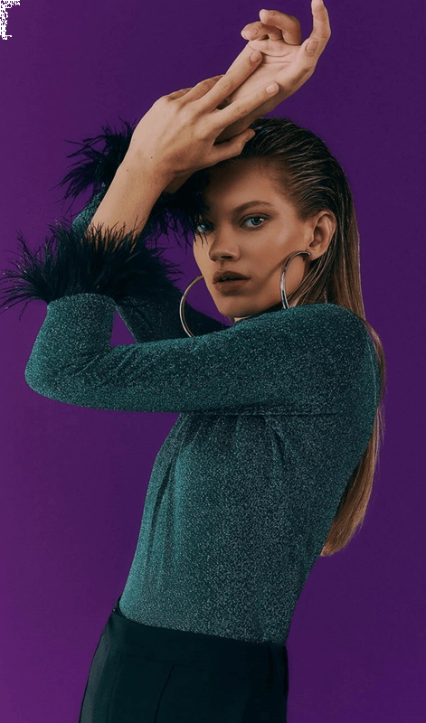 Blusa Mangas Longas Plumas Skazi