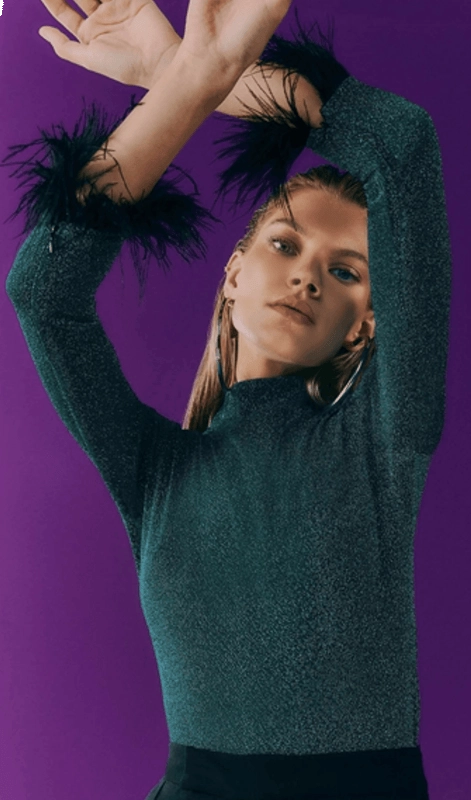 Blusa Mangas Longas Plumas Skazi