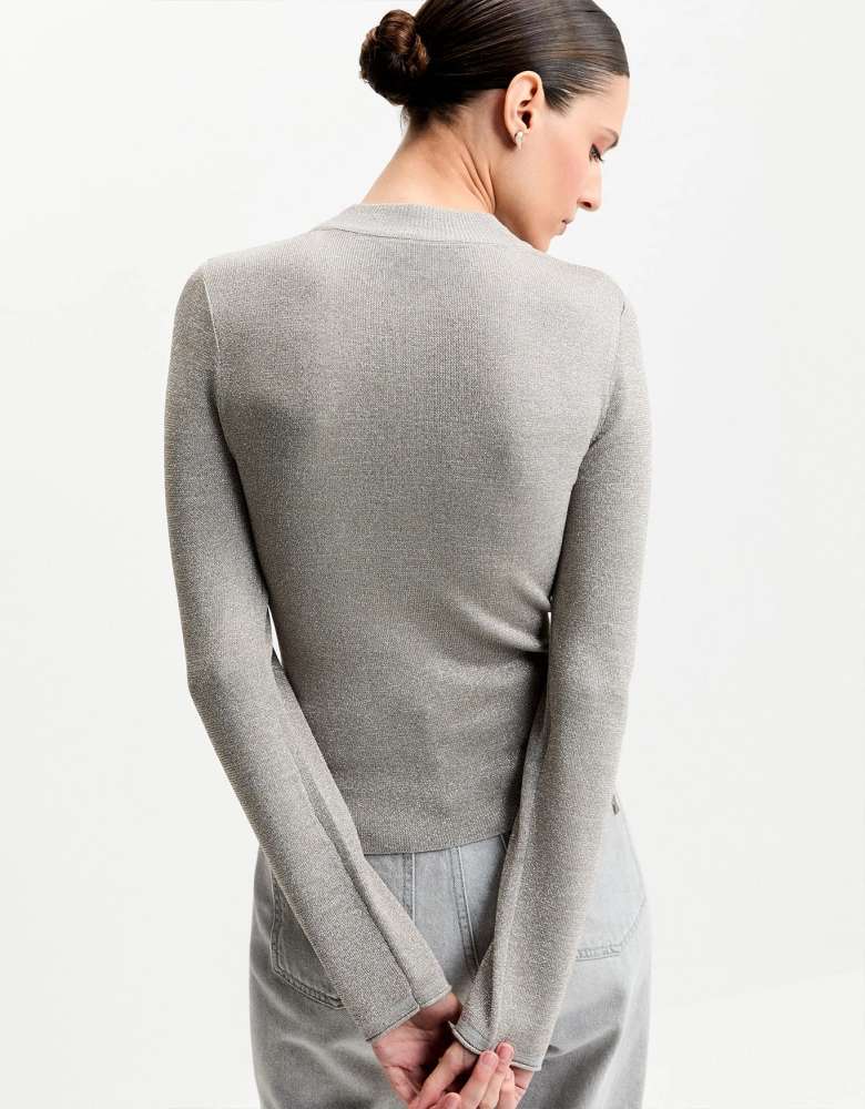 Blusa Ml Tricot Lurex Shoulder