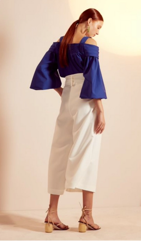 Blusa Tricoline Ombro Drapeado