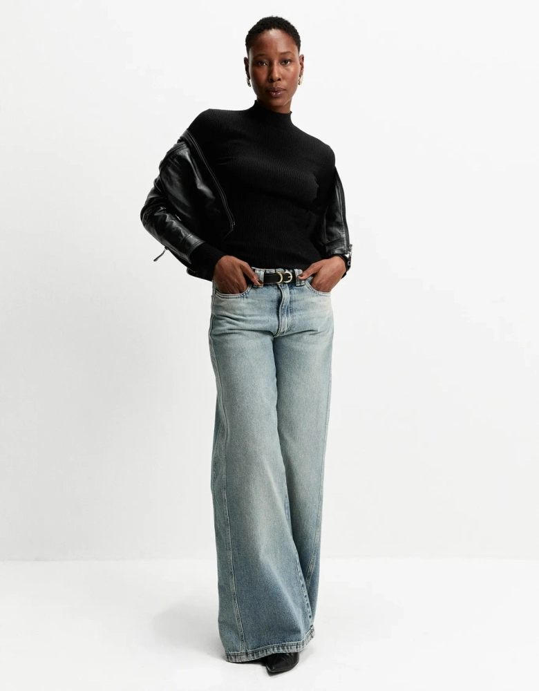 Blusa Tricot Canelada Shoulder