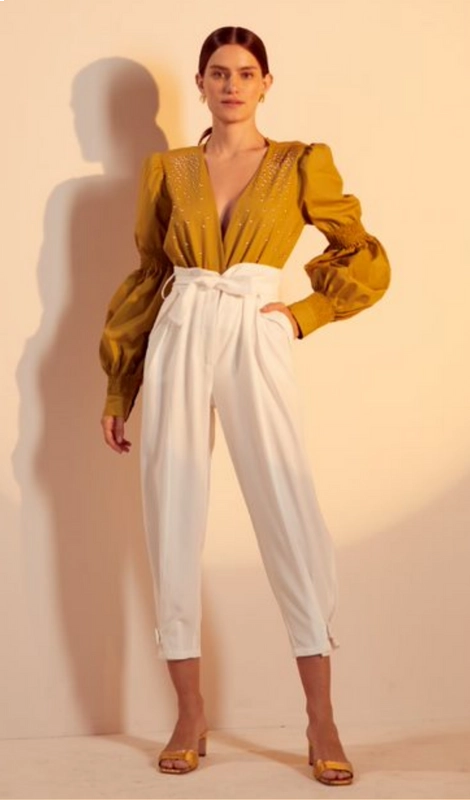 Body manga longa lastex