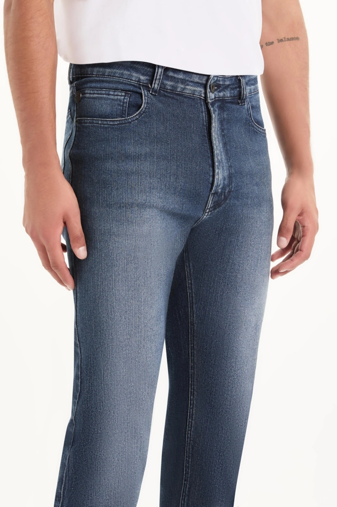 CALÇA CLASSIC DENIM ELASTIC STRAIGHT LAV.ESCURO