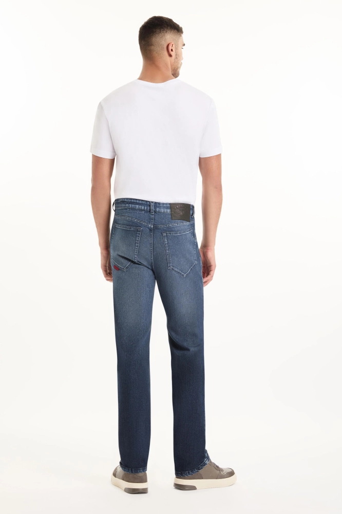 CALÇA CLASSIC DENIM ELASTIC STRAIGHT LAV.ESCURO