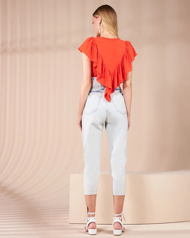 Calça Jeans Clochart Palas Cós Alto com Faixa