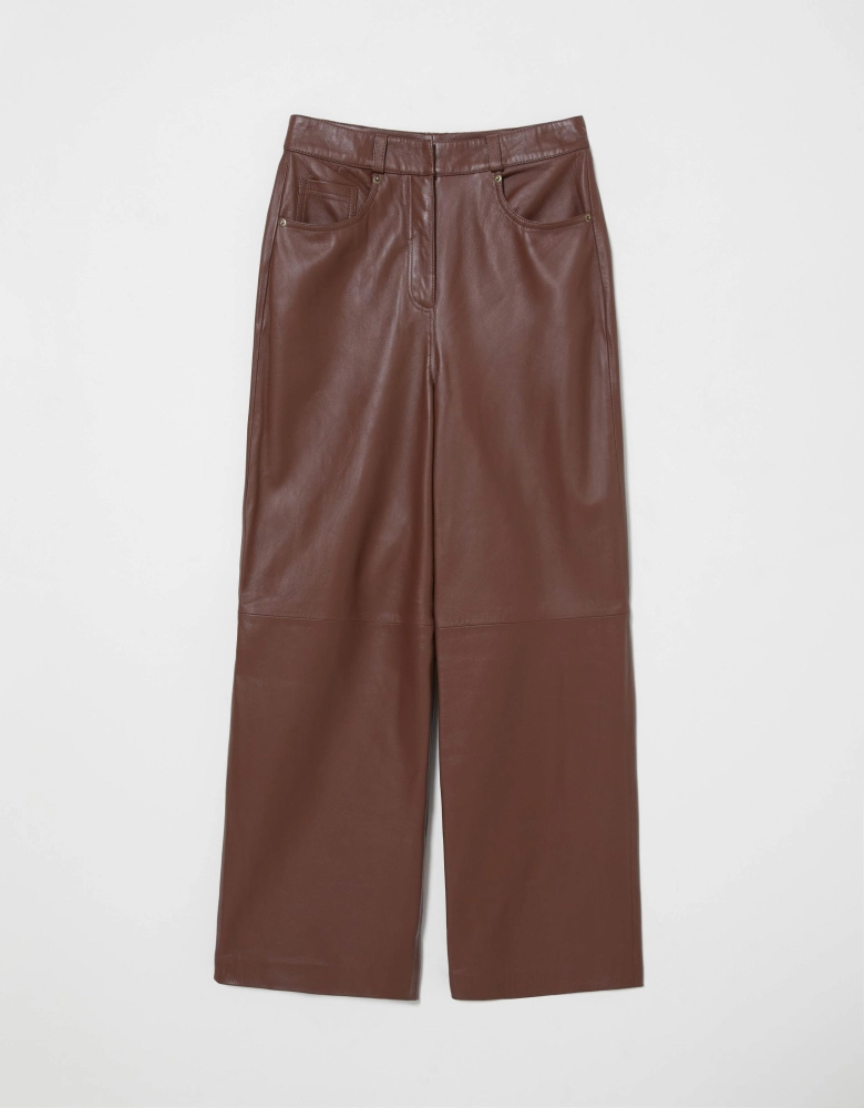 Calça Reta Couro Shoulder