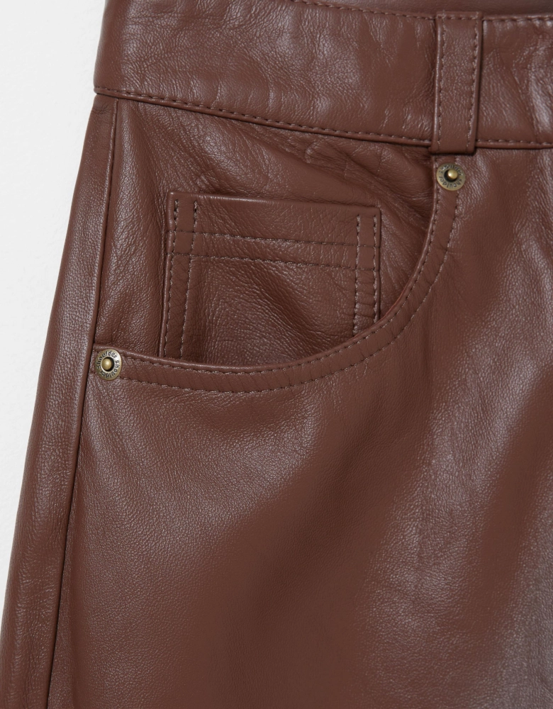 Calça Reta Couro Shoulder