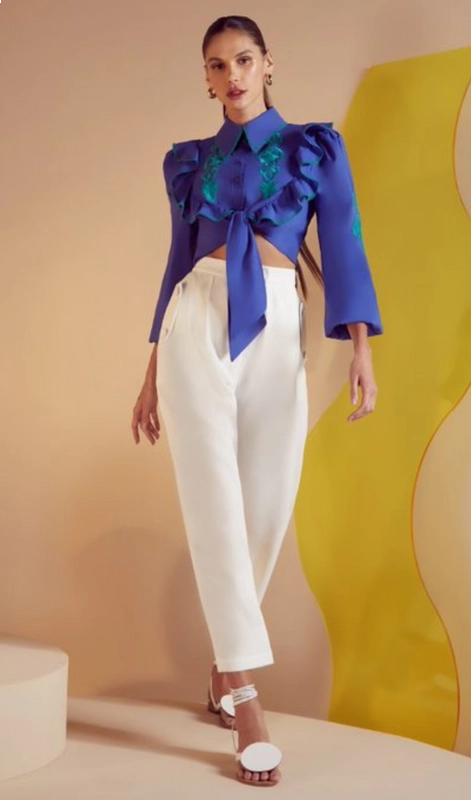 Camisa Detalhe Amarração Bordada Skazi