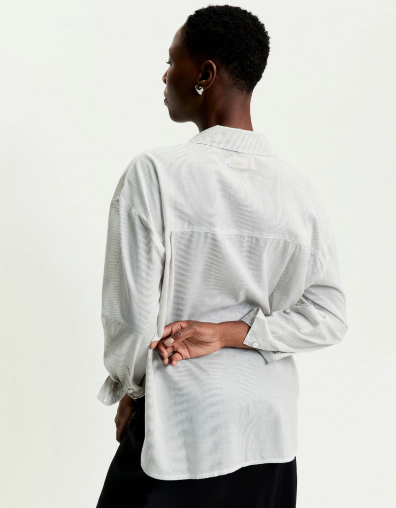 Camisa Voil Listras Shoulder