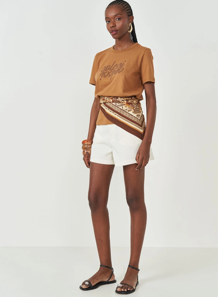 Camiseta Comfort Com Logo Em Aplicação colcci