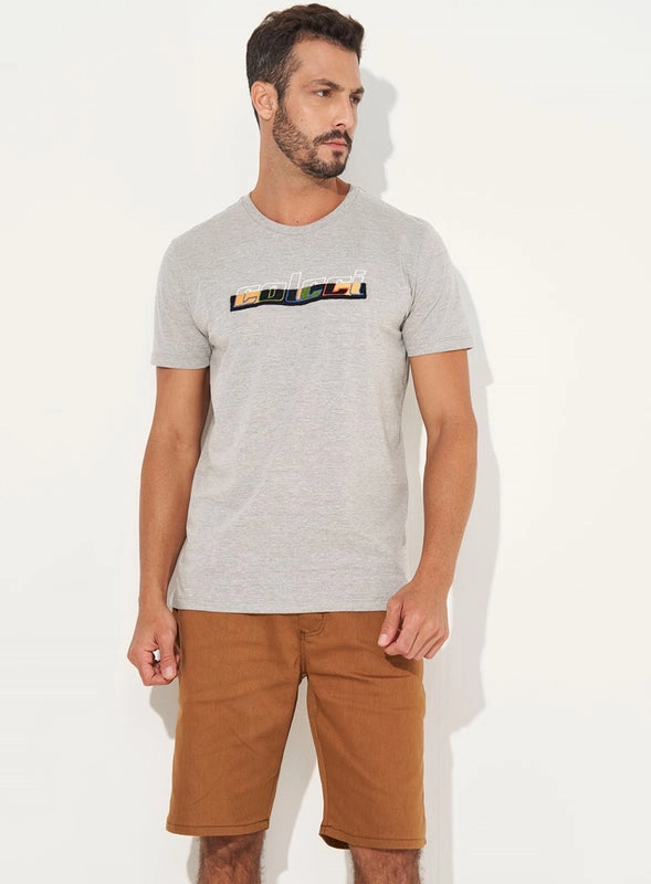 Camiseta Manga Curta Com Logo Bordado Colcci