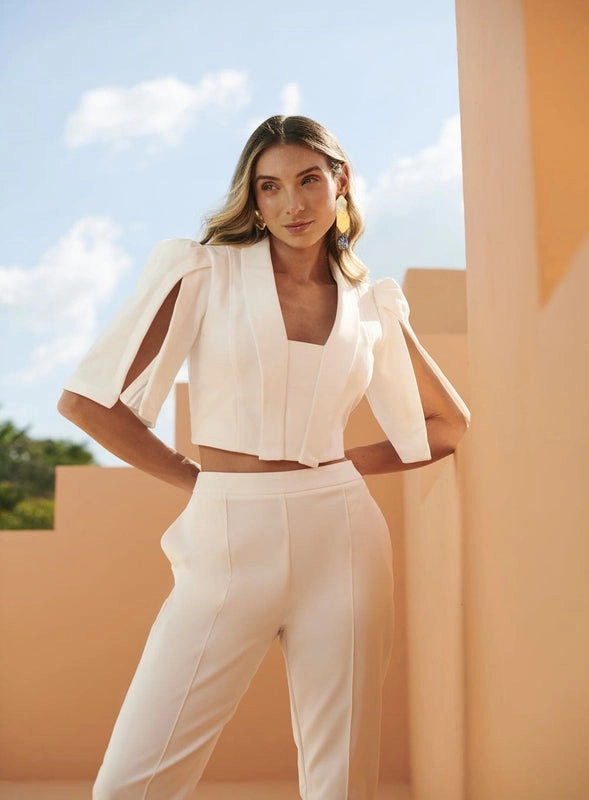 Conjunto Alfaiataria De Algodão Off White Skazi