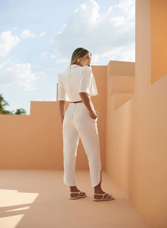 Conjunto Alfaiataria De Algodão Off White Skazi