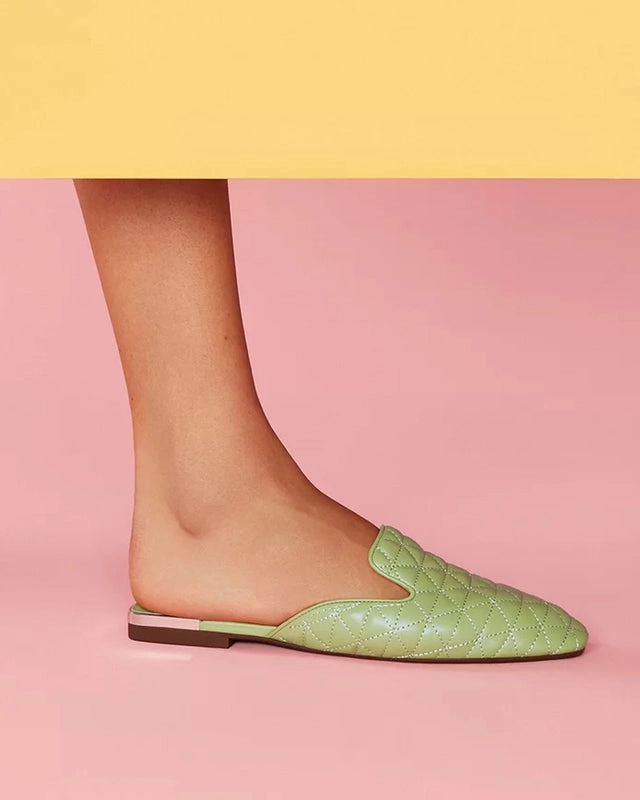 Flat Mule Matelassê Candy Green