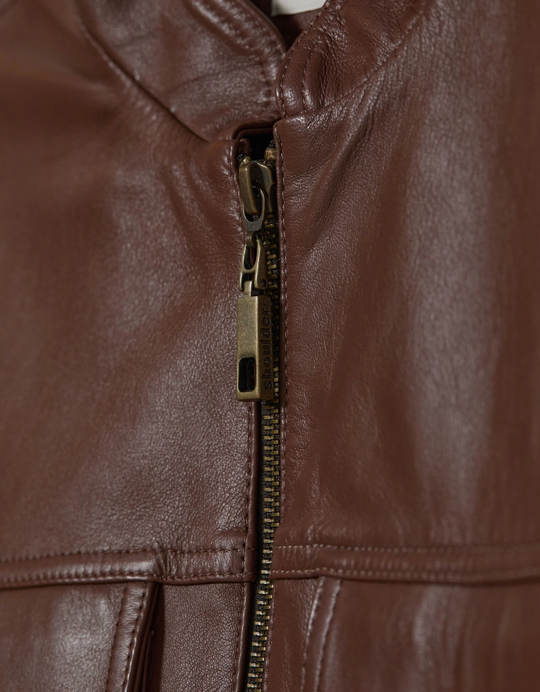 Jaqueta Bomber Couro Shoulder
