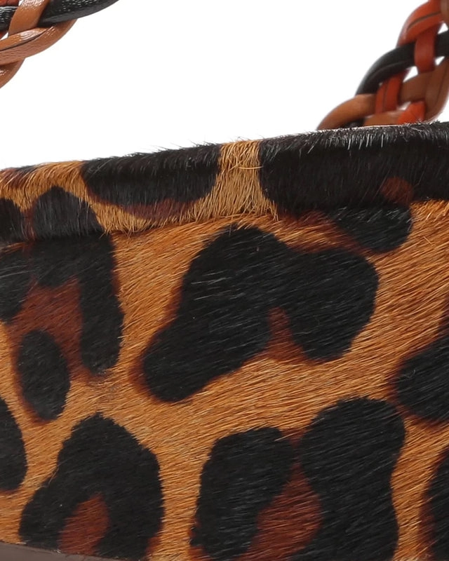 Sandália Animal Print Salto Bloco Baixo Marrom