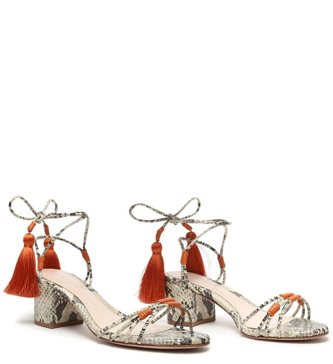 Sandália Block Heel Python