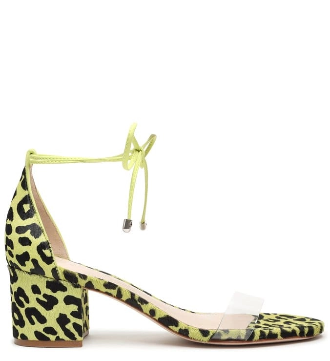 Sandália Block Heel Vinil Animal Print Neon