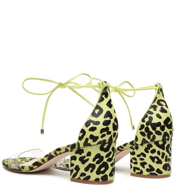 Sandália Block Heel Vinil Animal Print Neon