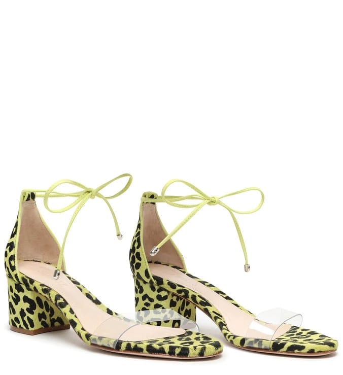 Sandália Block Heel Vinil Animal Print Neon