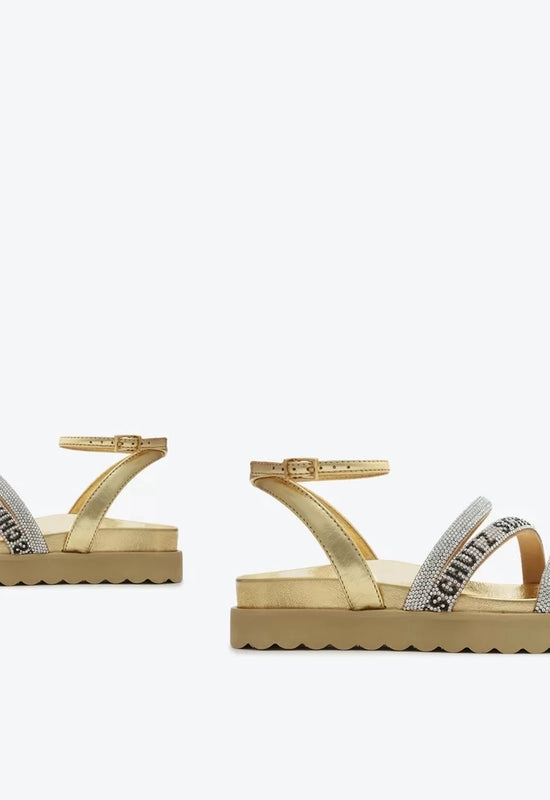 Sandália Papete Brilho Logo Dourado Schutz