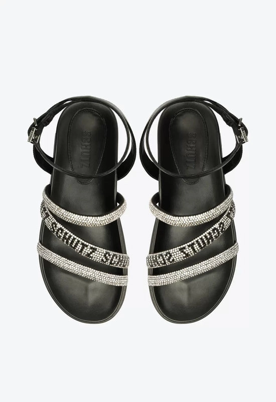 Sandália Papete Brilho Logo Preto Schutz