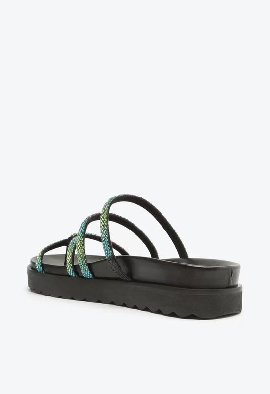 Sandália Papete Phoebe Sporty Preta Brilho Colorido Schutz