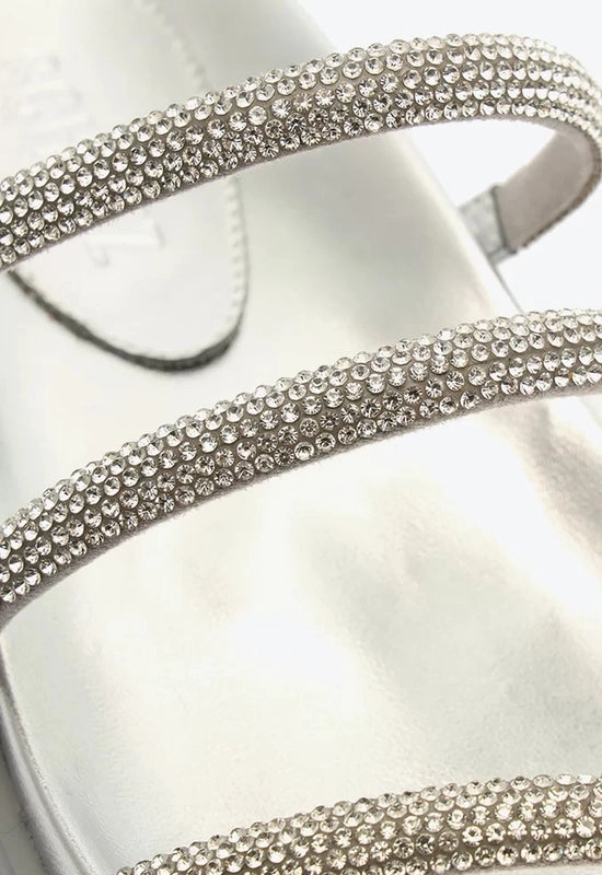 Sandália Papete Phoebe Sporty Tratorada Brilho Prata Schutz