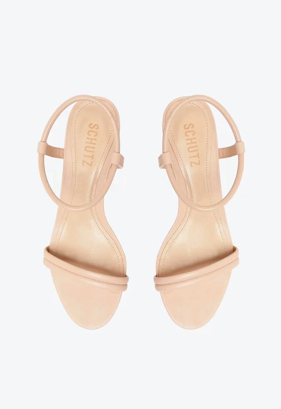 Sandália Salto Bloco Carmen Tiras Bege Schutz