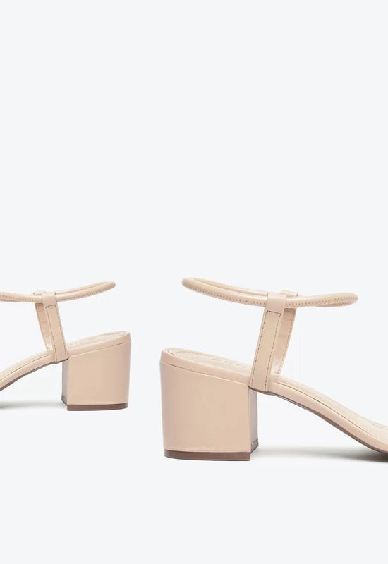Sandália Salto Bloco Carmen Tiras Bege Schutz