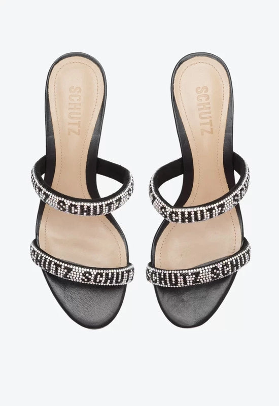 Sandália Salto Bloco Couro Preto Schutz